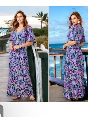 Lilly Pulitzer Manuela Maxi Dress Oyster Bay Navy You've Been Spotted XS